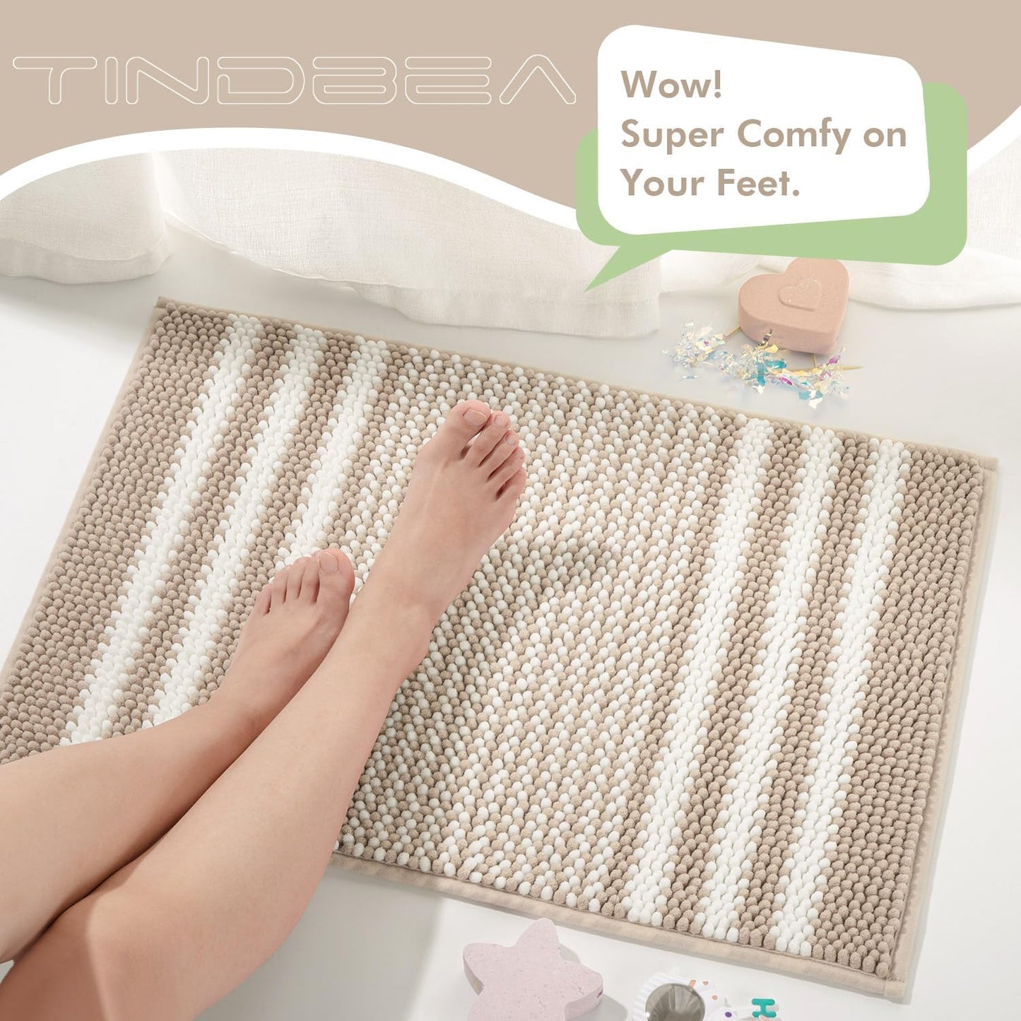 Bathroom Rugs 2 Piece Set Extra Soft and Absorbent Fluffy Mat