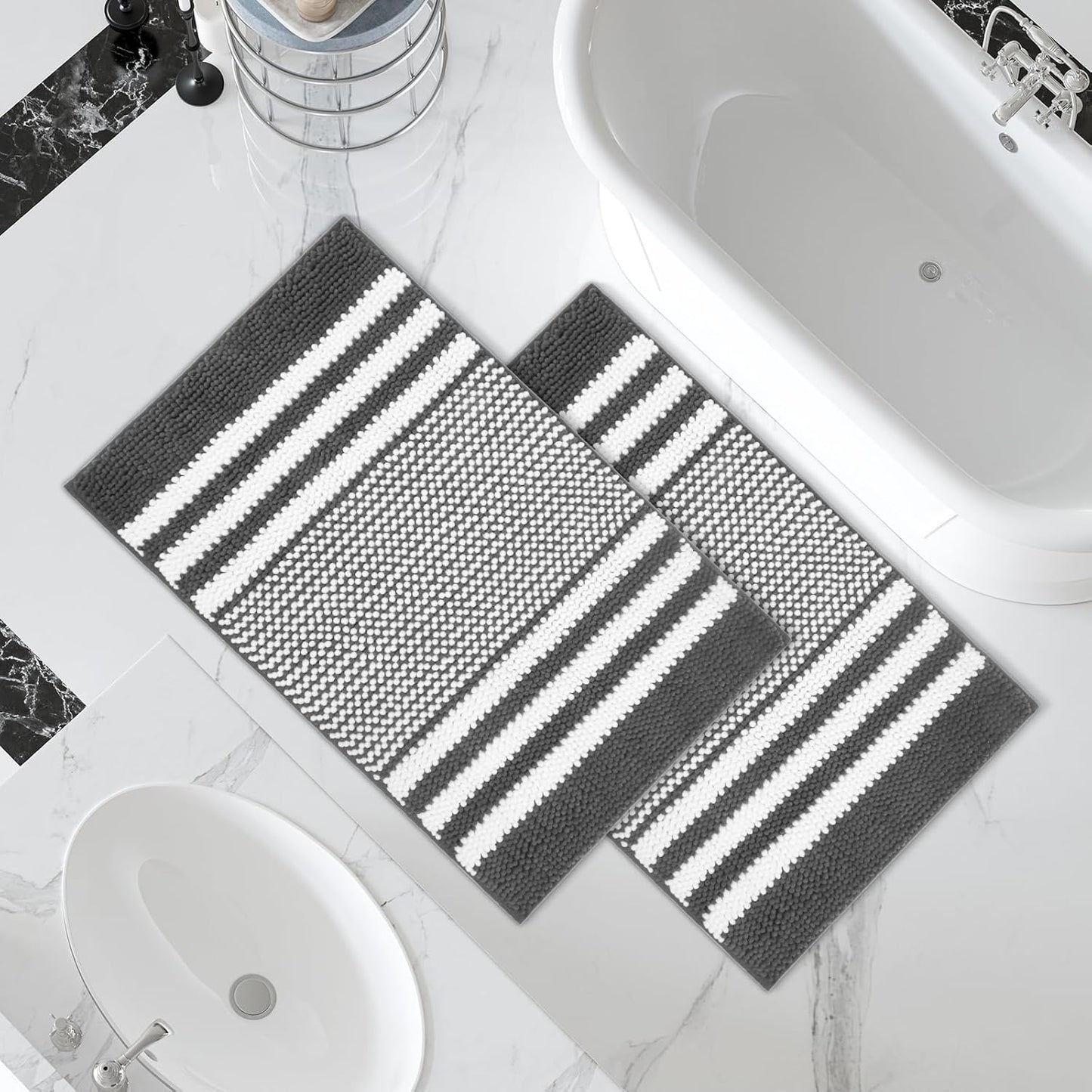 Bathroom Rugs 2 Piece Set Extra Soft and Absorbent Fluffy Mat