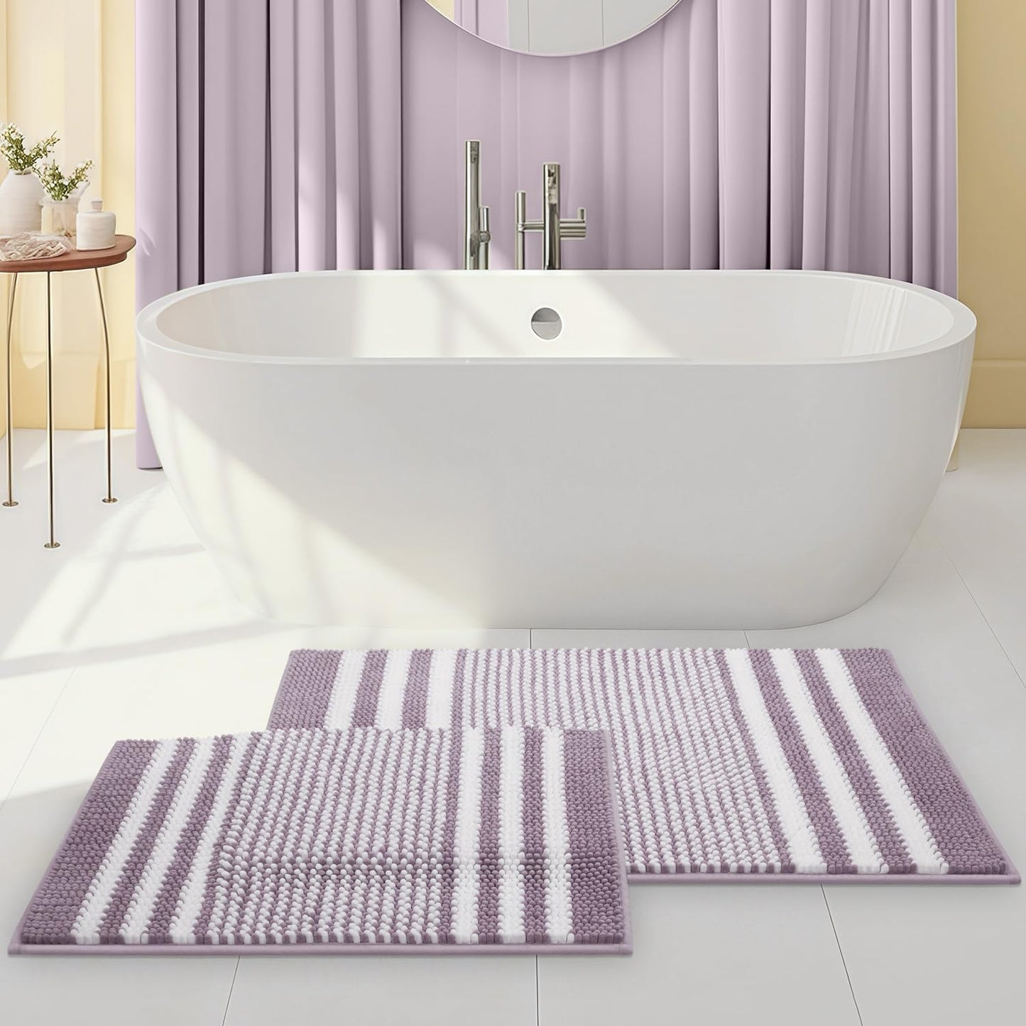 Bathroom Rugs 2 Piece Set Extra Soft and Absorbent Fluffy Mat