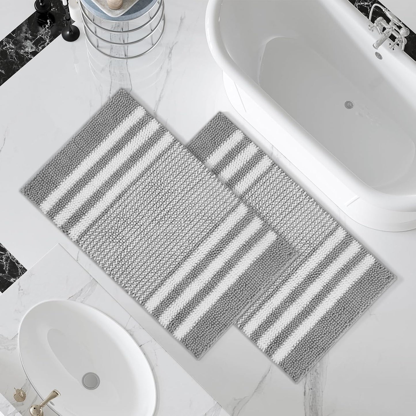 Bathroom Rugs 2 Piece Set Extra Soft and Absorbent Fluffy Mat
