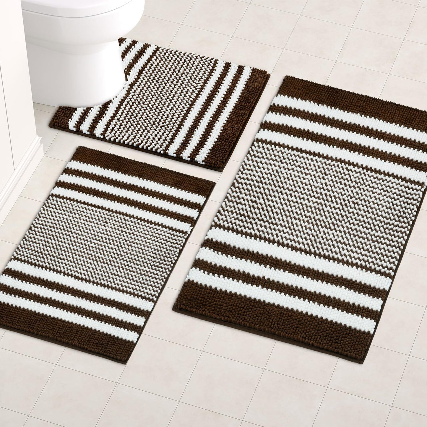 Bathroom Rugs 2 Piece Set Extra Soft and Absorbent Fluffy Mat
