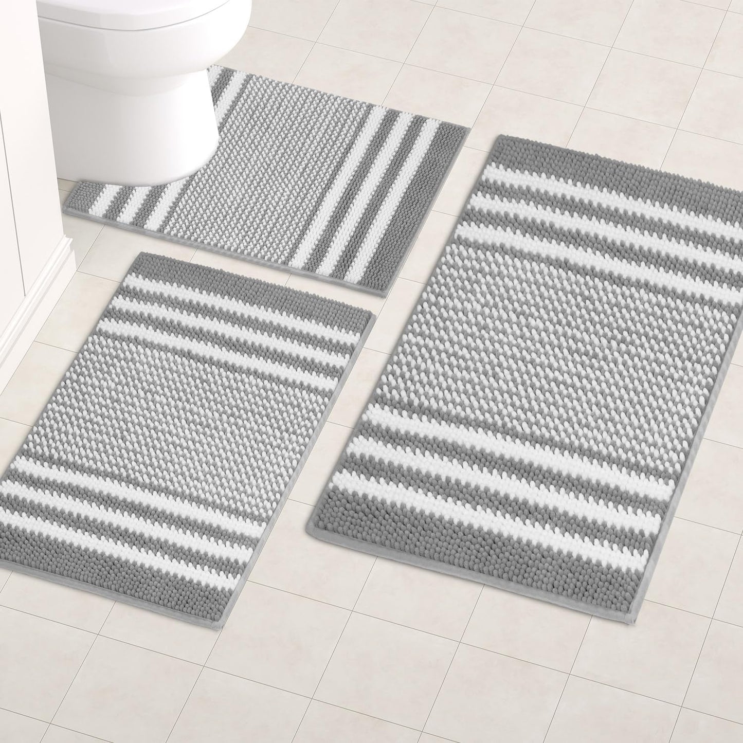 Bathroom Rugs 2 Piece Set Extra Soft and Absorbent Fluffy Mat