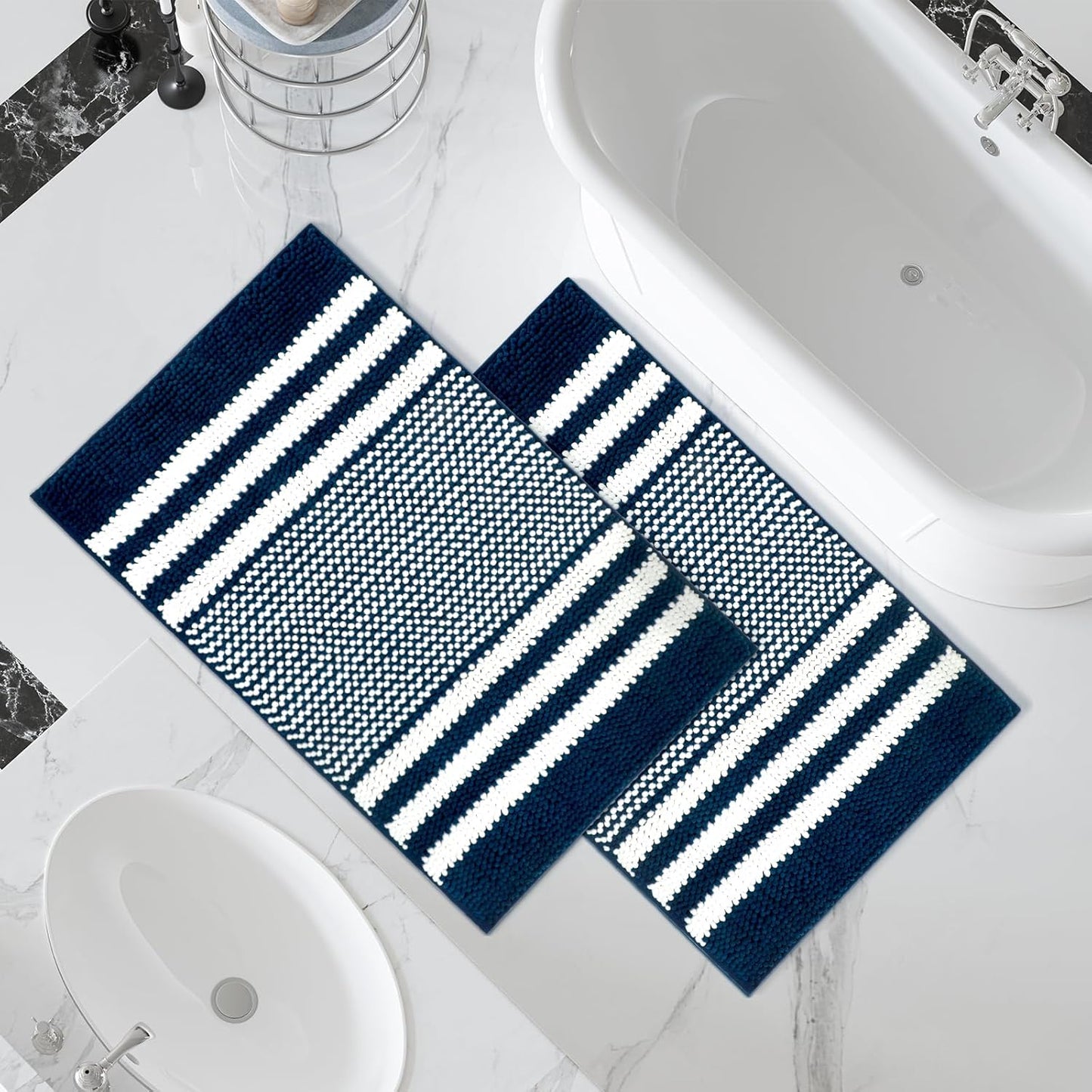 Bathroom Rugs 2 Piece Set Extra Soft and Absorbent Fluffy Mat