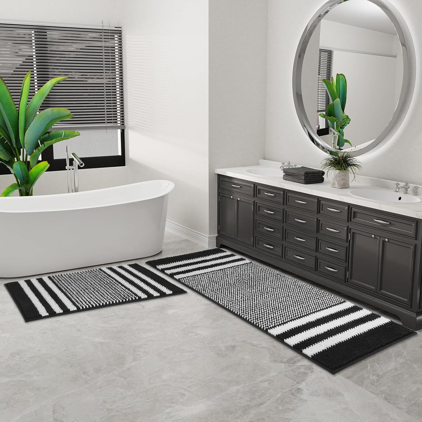 Bathroom Rugs 2 Piece Set Extra Soft and Absorbent Fluffy Mat