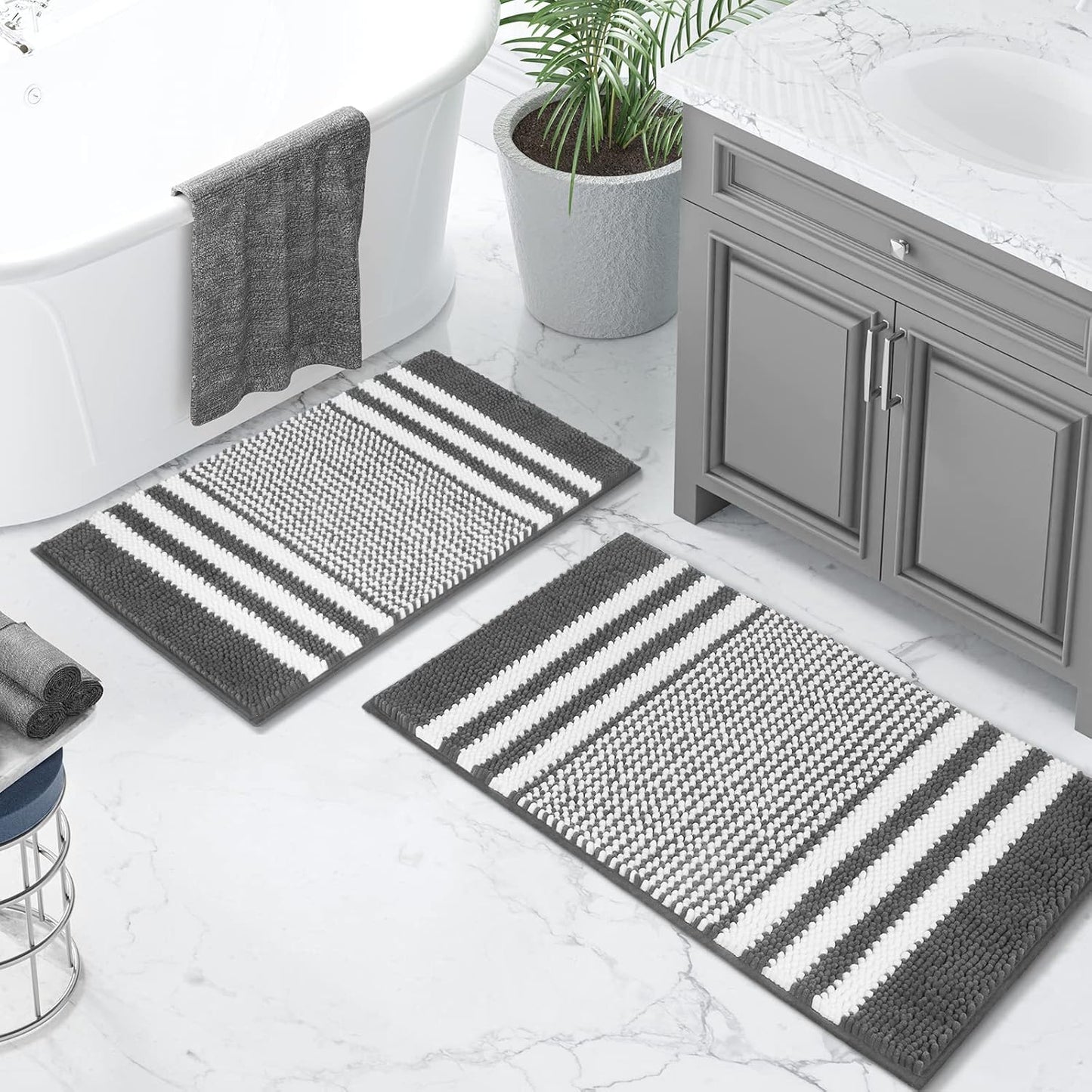 Bathroom Rugs 2 Piece Set Extra Soft and Absorbent Fluffy Mat
