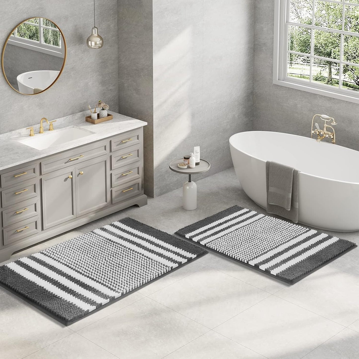 Bathroom Rugs 2 Piece Set Extra Soft and Absorbent Fluffy Mat
