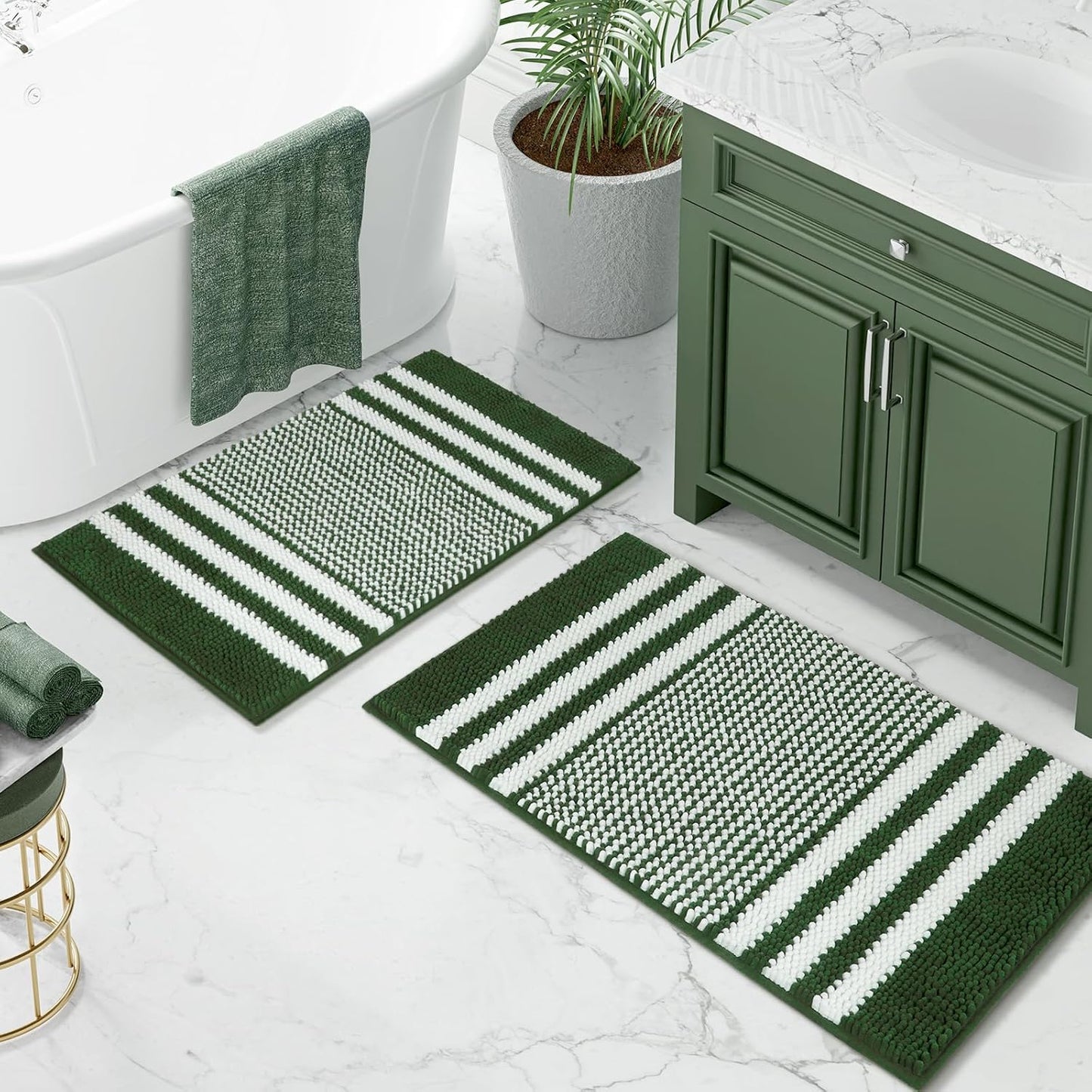 Bathroom Rugs 2 Piece Set Extra Soft and Absorbent Fluffy Mat