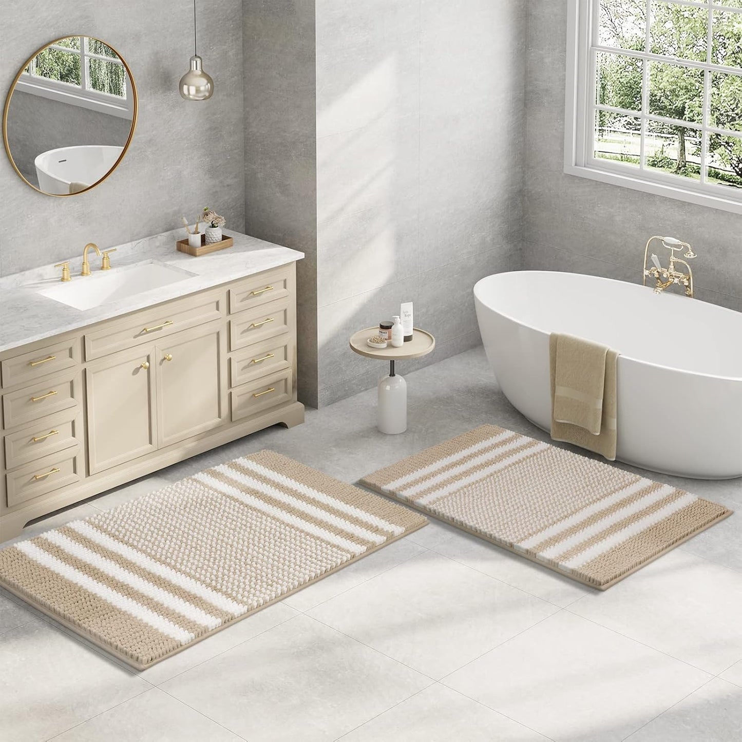 Bathroom Rugs 2 Piece Set Extra Soft and Absorbent Fluffy Mat