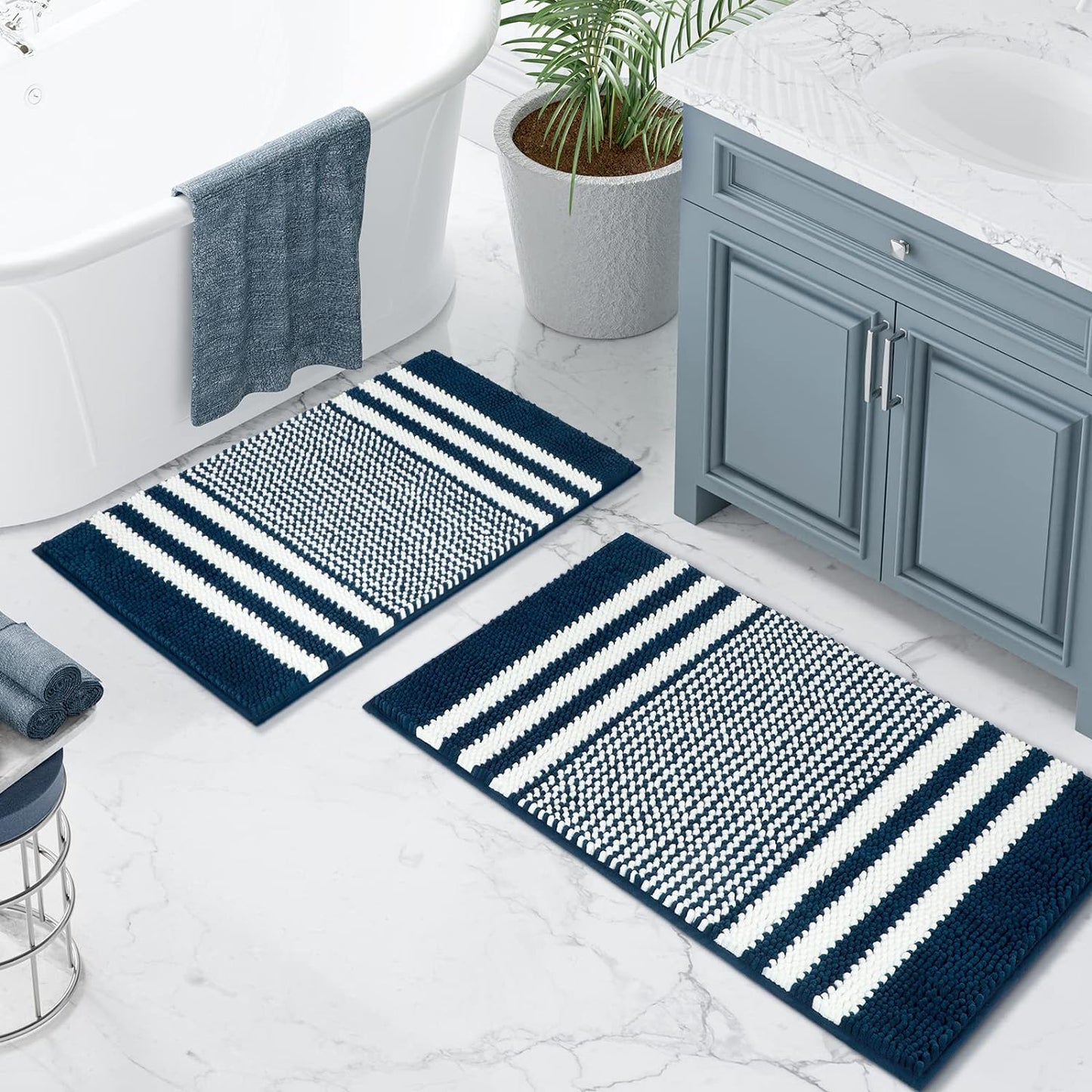 Bathroom Rugs 2 Piece Set Extra Soft and Absorbent Fluffy Mat