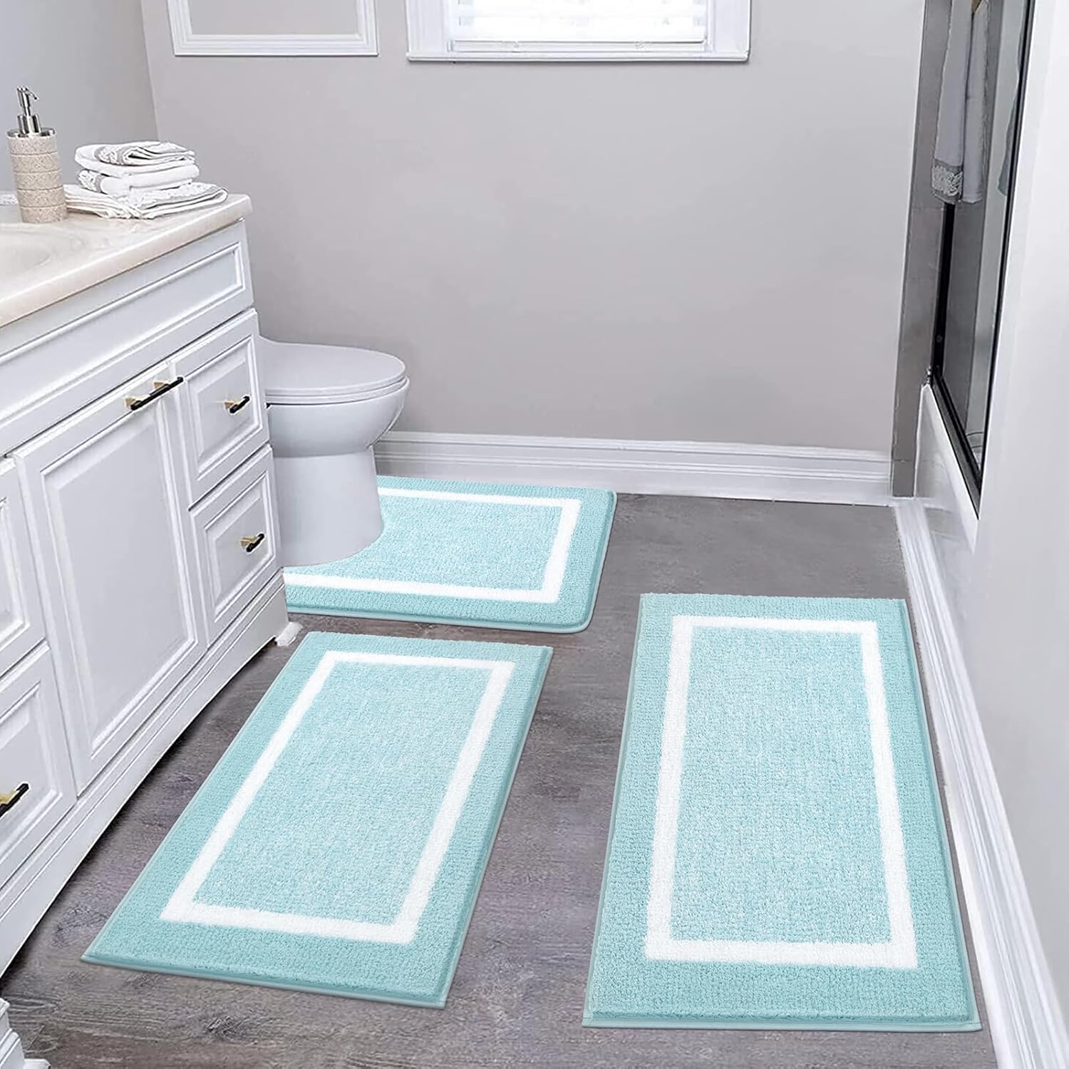 2 Piece, Non Slip Bathroom, Absorbent Bath Rugs