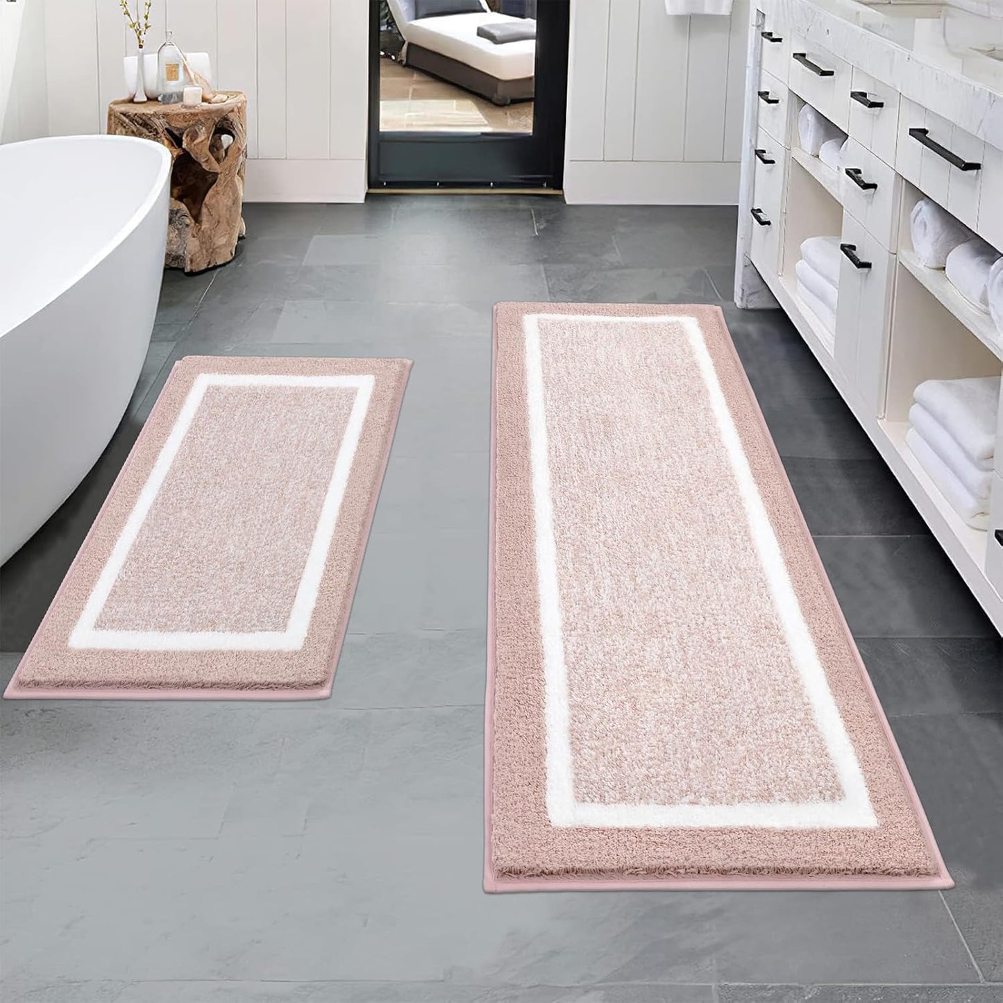 2 Piece, Non Slip Bathroom, Absorbent Bath Rugs