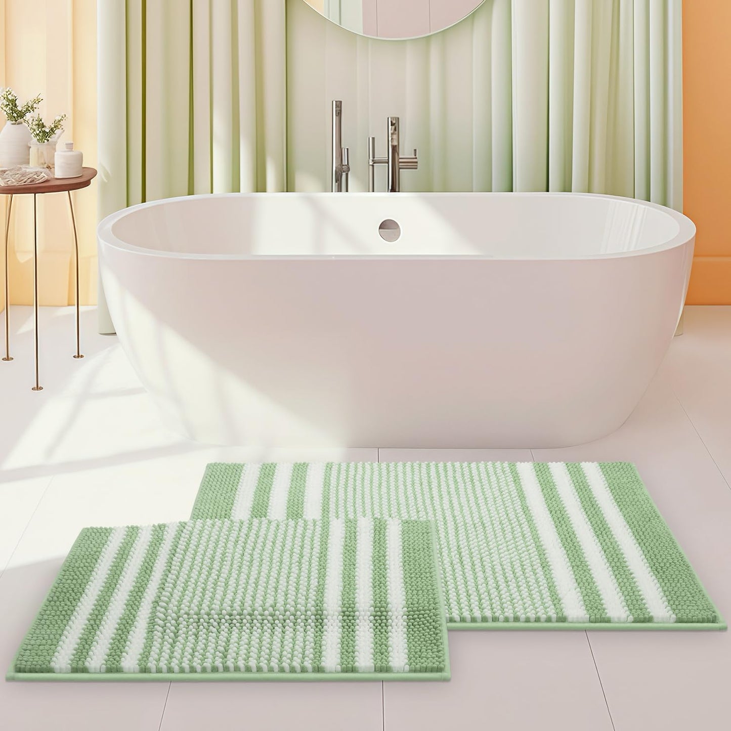  Bathroom Rugs 2 Piece Set Extra Soft and Absorbent Fluffy Mat