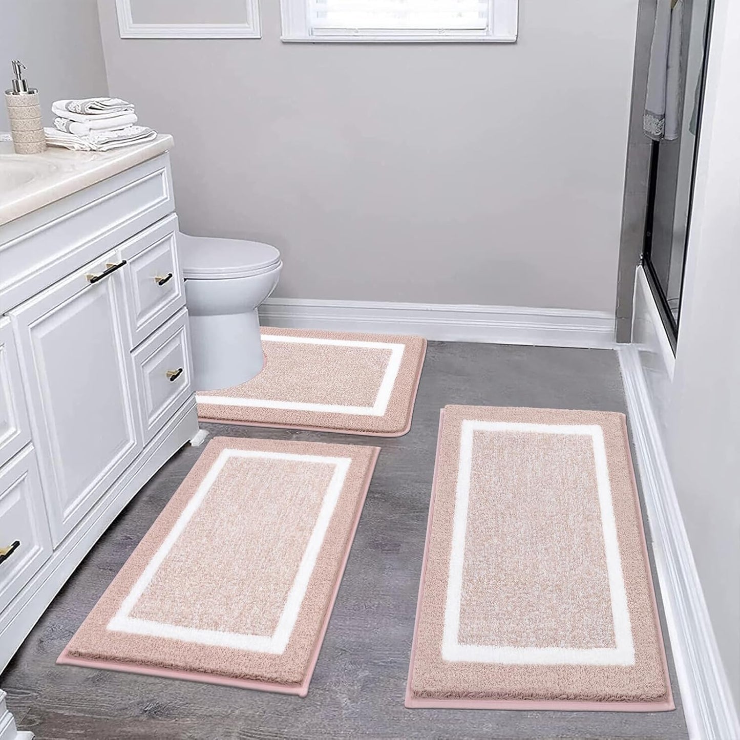 2 Piece, Non Slip Bathroom, Absorbent Bath Rugs