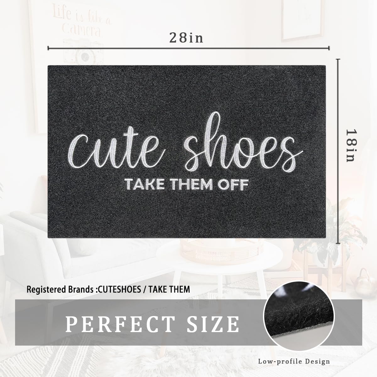 Entryway Cute Shoes Take Them off Mats for Front Door with Rubber Backing Doormat Indoor Mat