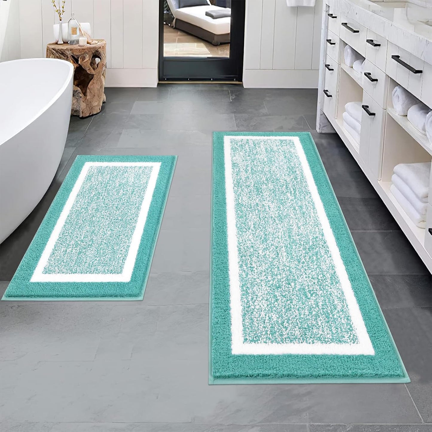 2 Piece, Non Slip Bathroom, Absorbent Bath Rugs