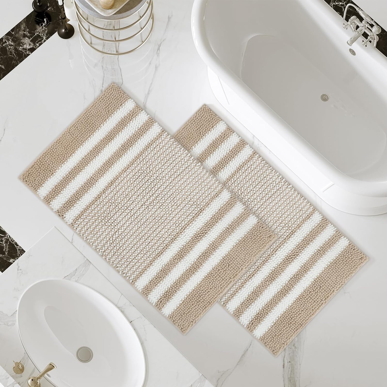  Bathroom Rugs 2 Piece Set Extra Soft and Absorbent Fluffy Mat