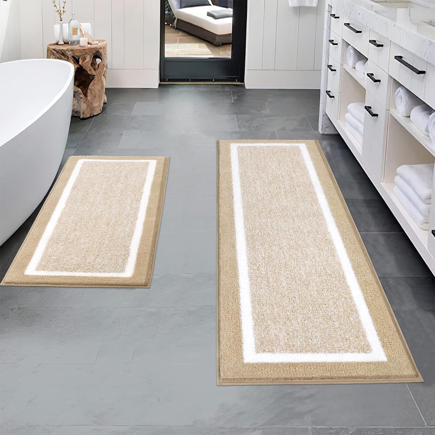 2 Piece, Non Slip Bathroom, Absorbent Bath Rugs