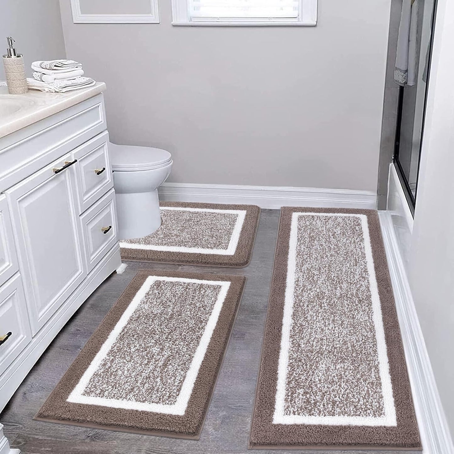 2 Piece, Non Slip Bathroom, Absorbent Bath Rugs