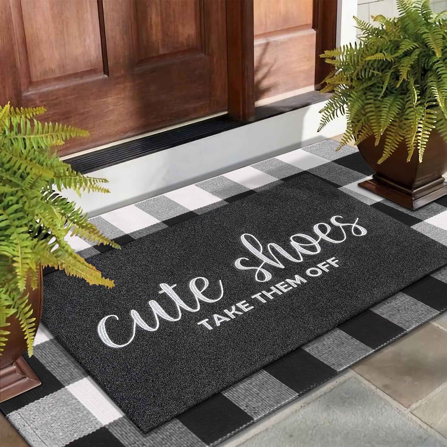 Entryway Cute Shoes Take Them off Mats for Front Door with Rubber Backing Doormat Indoor Mat