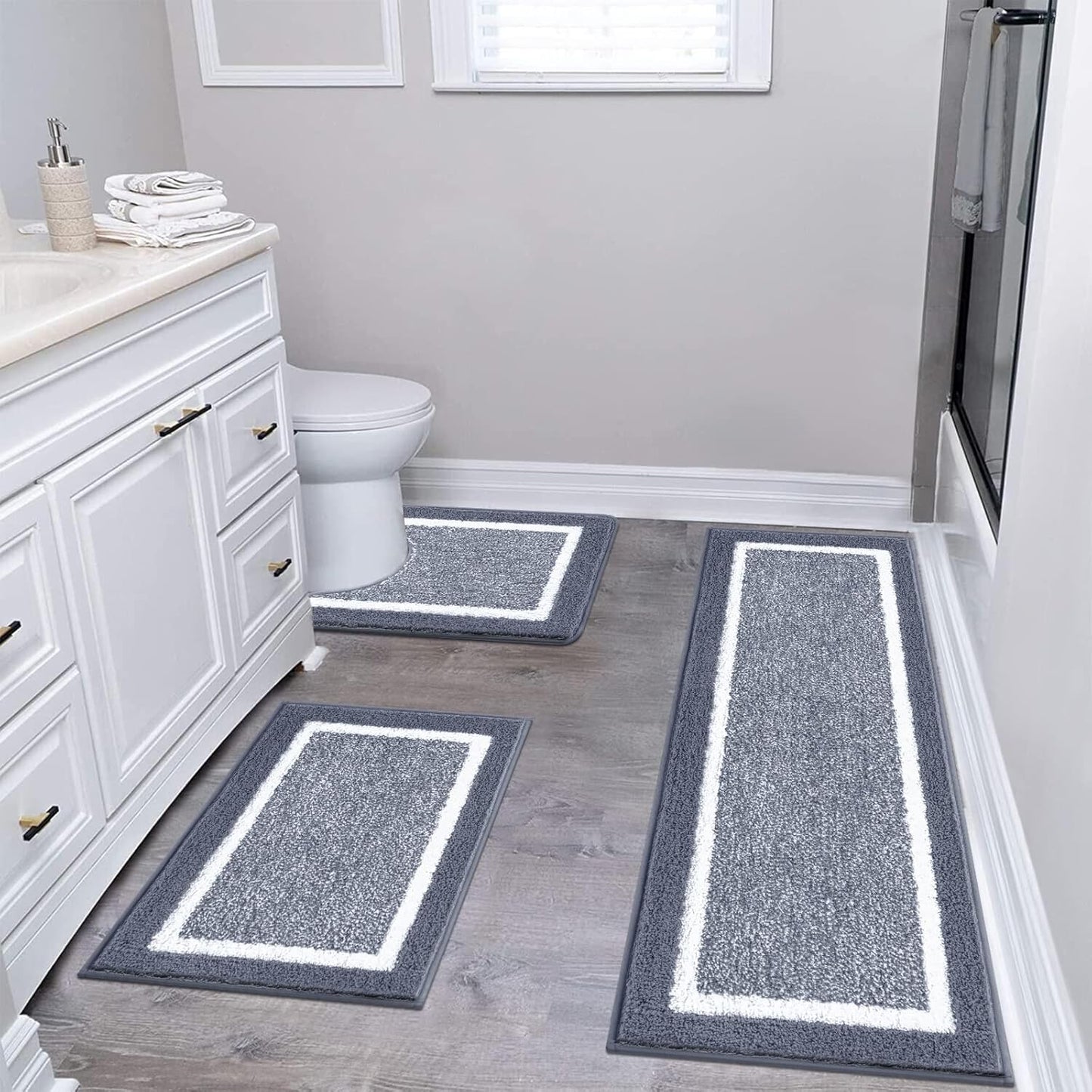 2 Piece, Non Slip Bathroom, Absorbent Bath Rugs