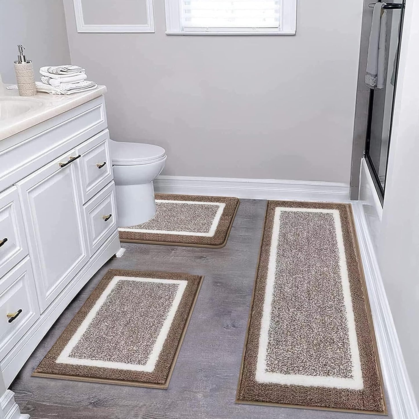 2 Piece, Non Slip Bathroom, Absorbent Bath Rugs