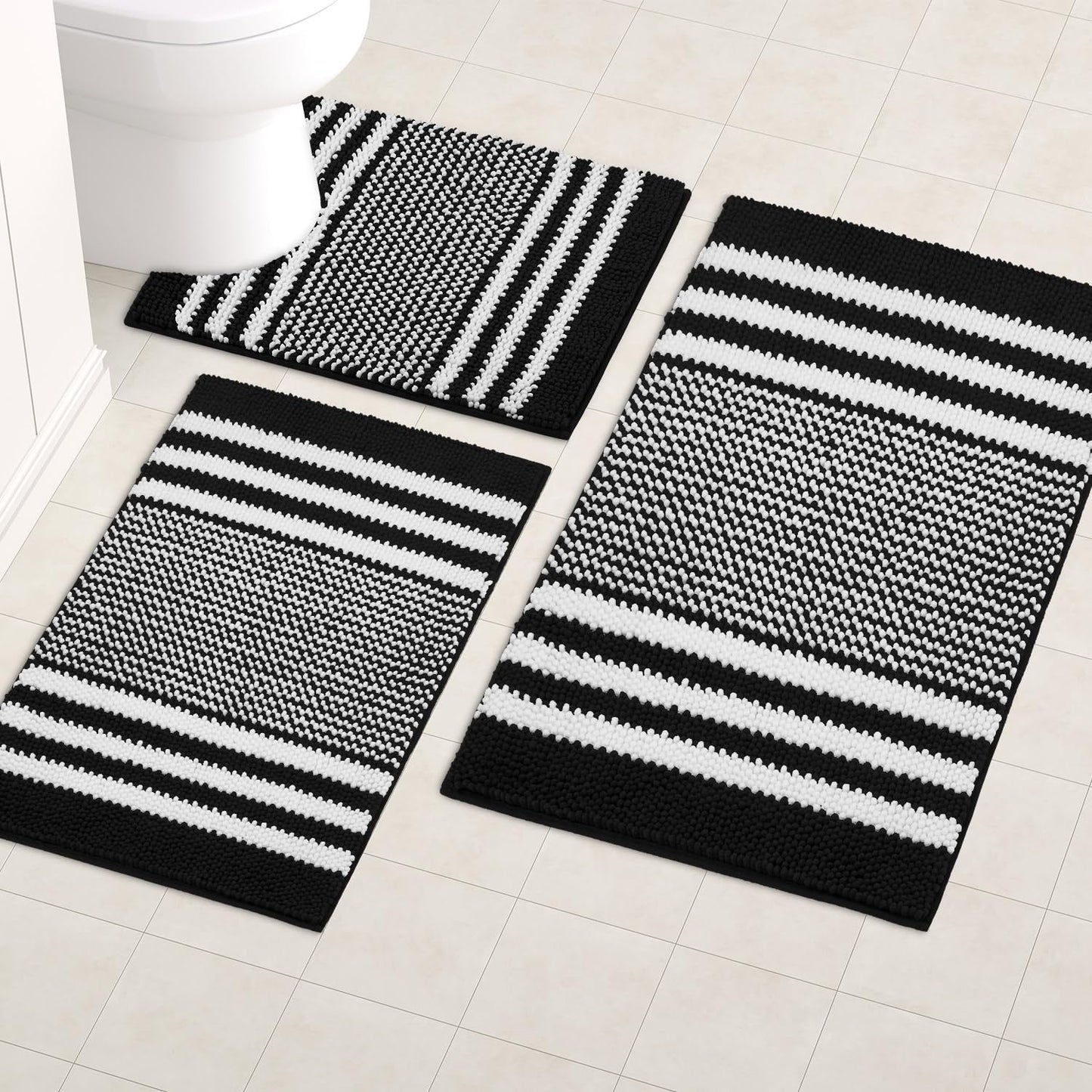  Bathroom Rugs 2 Piece Set Extra Soft and Absorbent Fluffy Mat