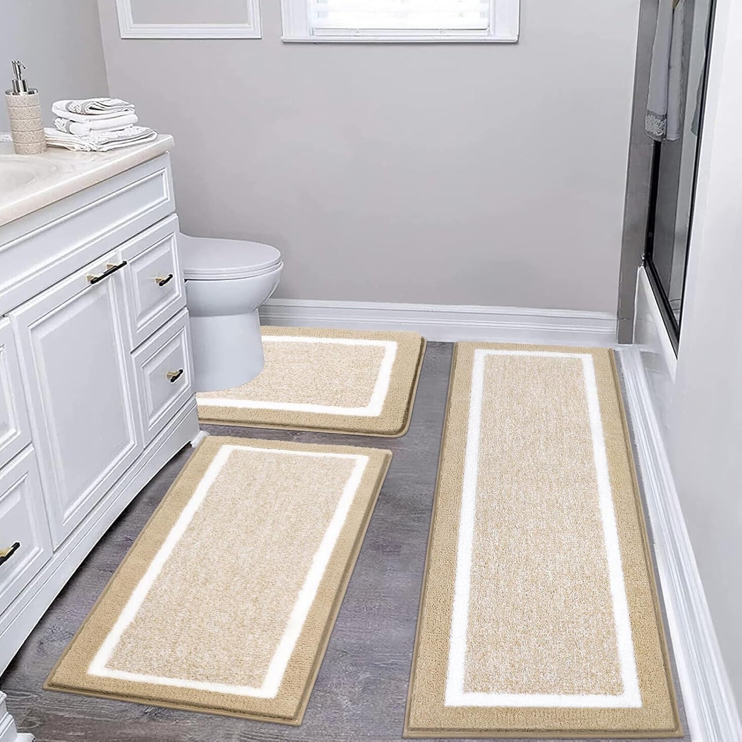 2 Piece, Non Slip Bathroom, Absorbent Bath Rugs