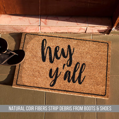 Hey Y'all Natural Coir Door Mat