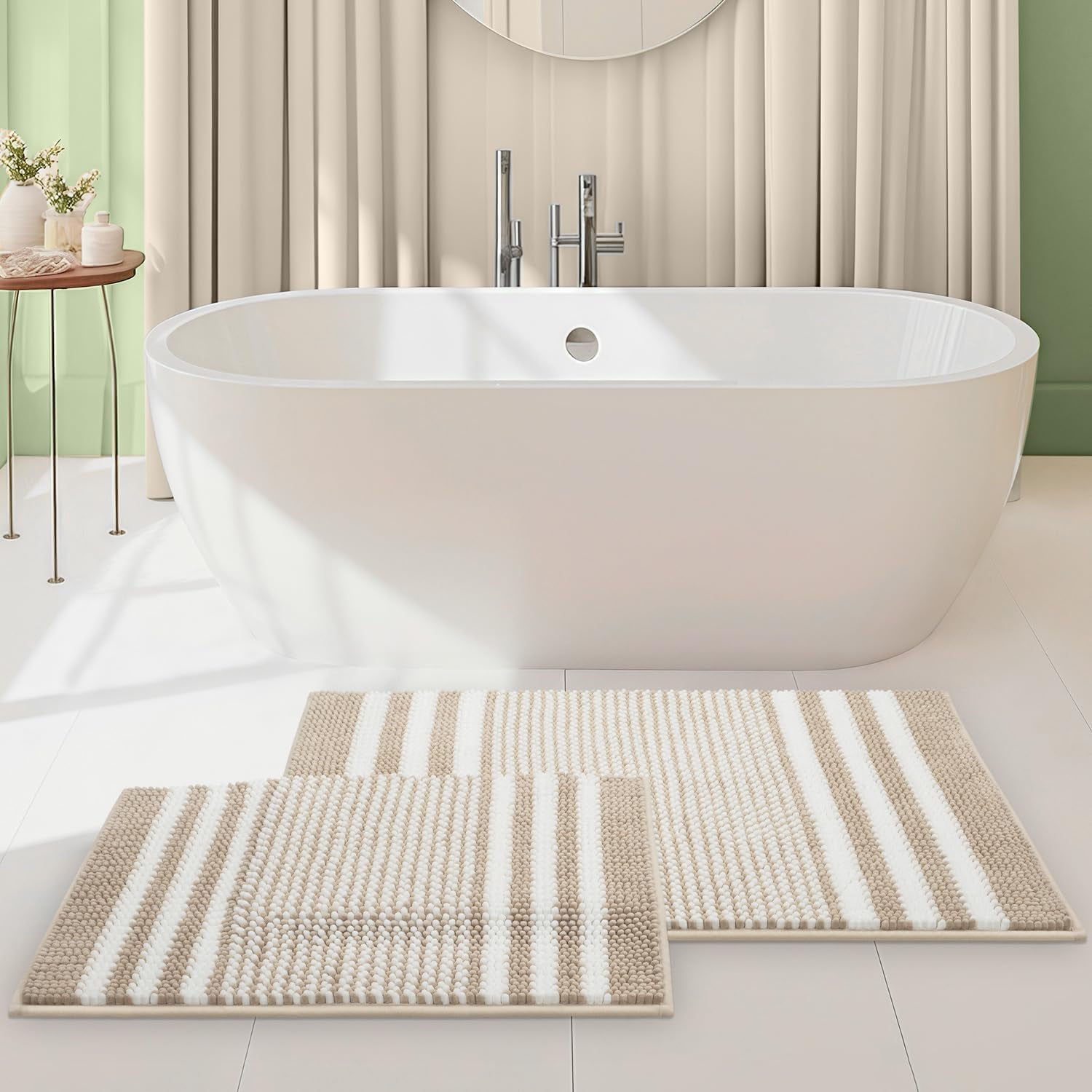  Bathroom Rugs 2 Piece Set Extra Soft and Absorbent Fluffy Mat